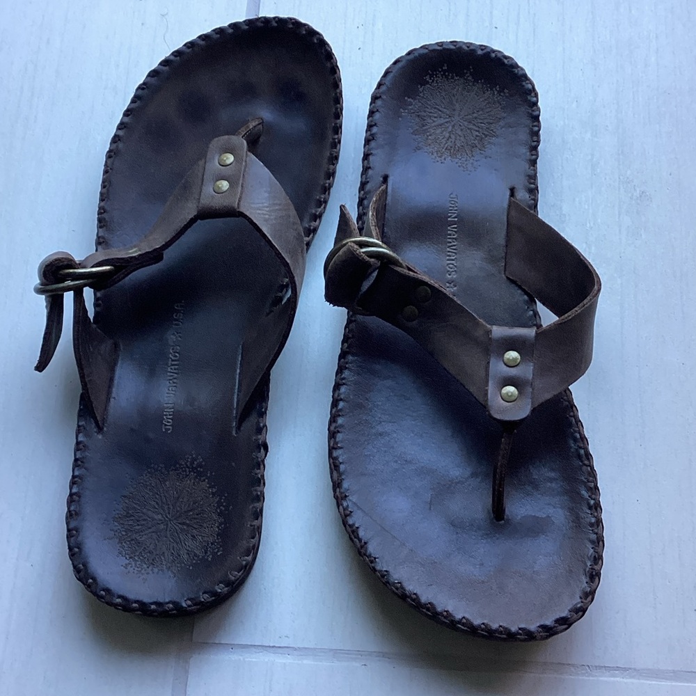John Varvatos Brown Leather Sandals